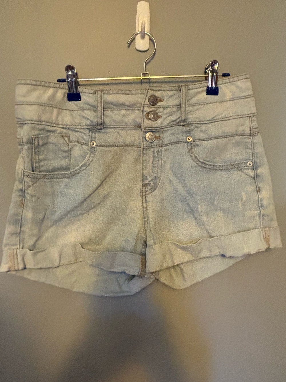 High-Waisted Acid Wash Jean Shorts
